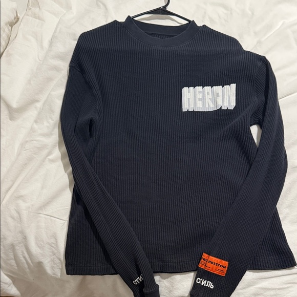 Heron Preston Black Waffle Knit Top with White and Orange Details - Picture 1 of 2